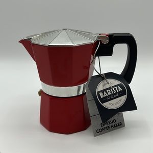 Barista At Home Collection Classic Espresso Maker 3 Cups Metallic Red